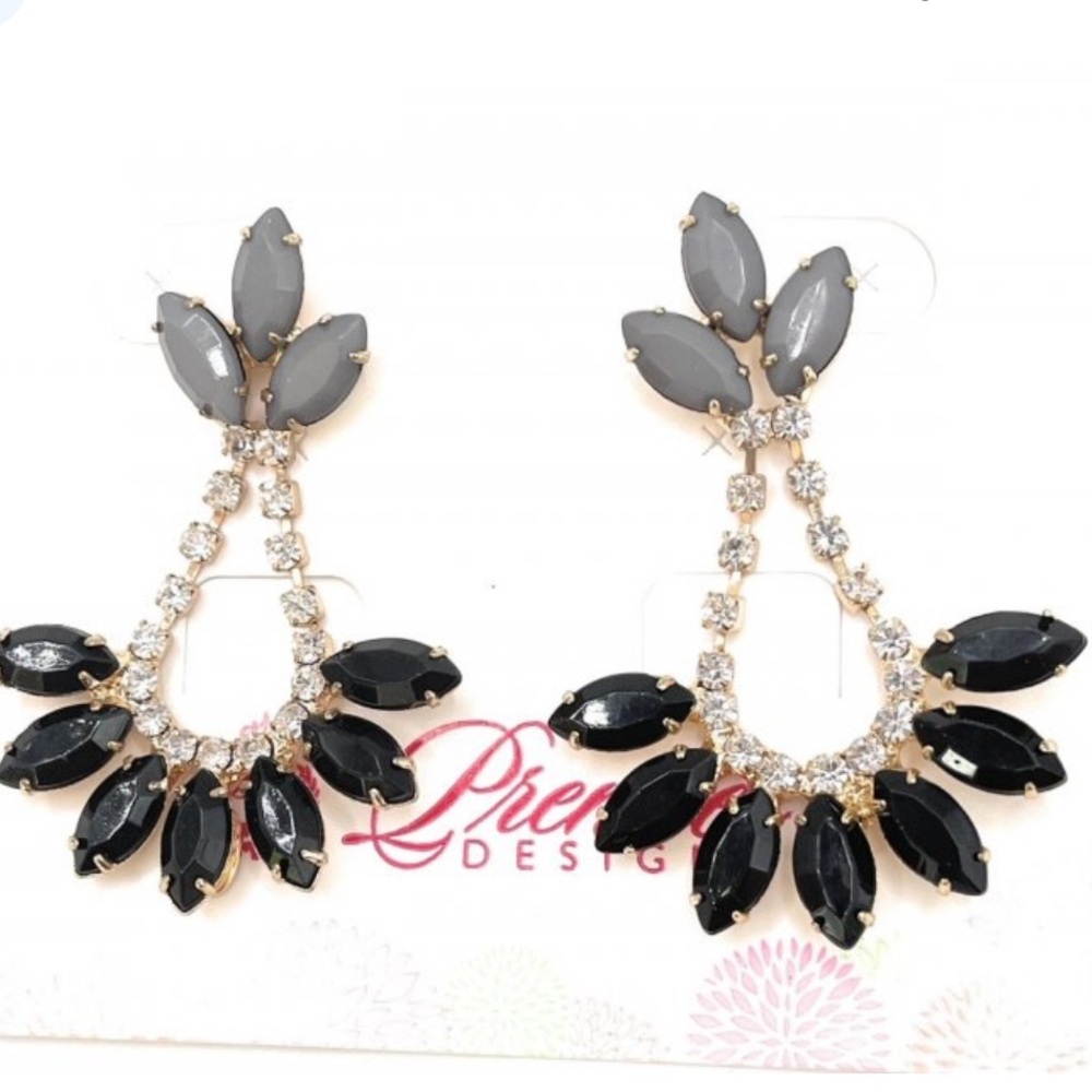 Statement Black Crystal Earrings | Glam Sparkle Drop | Premier Designs